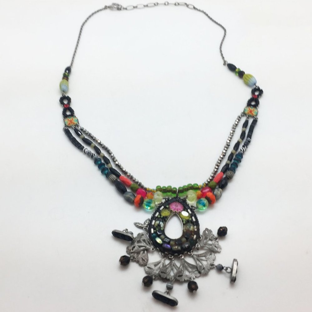 Vintage Ayala Bar Pendant and Glass Bead Necklace